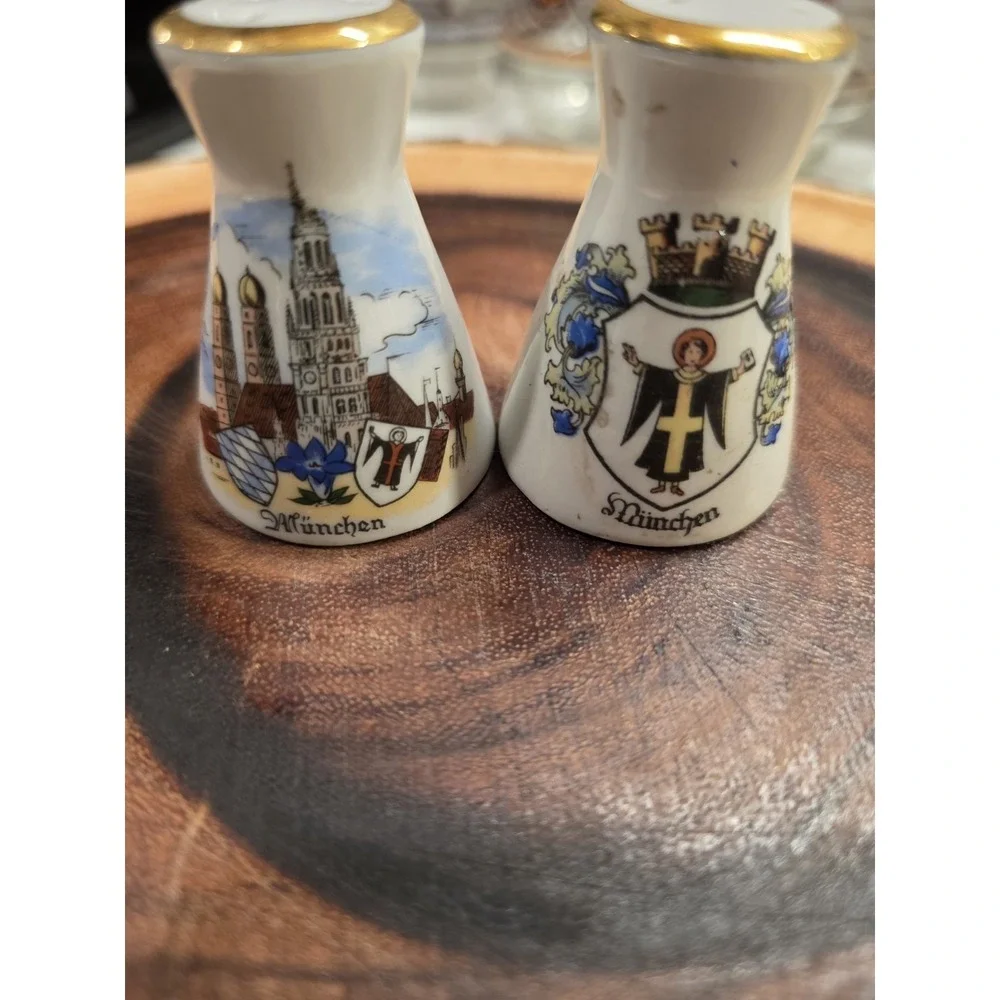 Vintage Porcelain German Beer Stein Salt and Pepper Shaker Set